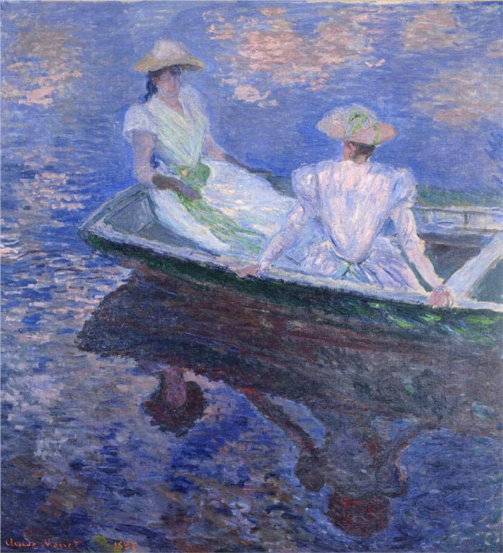 Young Girls in a Row Boat, 1887 - Claude Monet Paintings